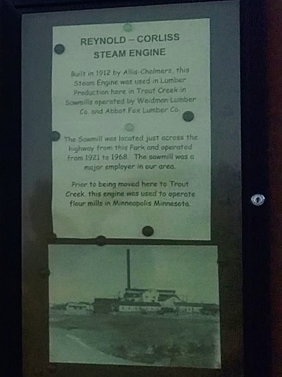 Historical plaque describing Reynold-Corliss steam engine.